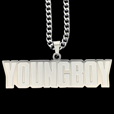 YOUNGBOY Necklace! Etched Steel Pendant + Steel Chain NBA YoungBoy Lil Top 4KT