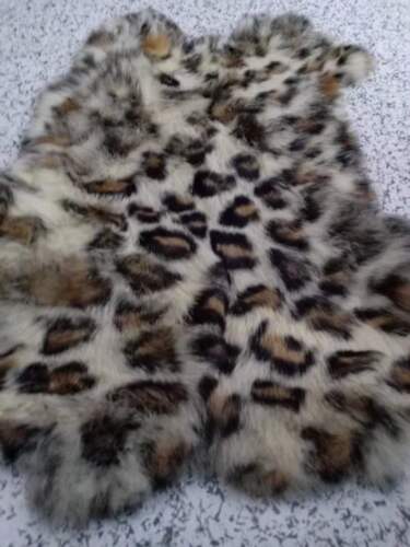 Real Rabbit Skin Leopard Print Fur Pelt Bunny Soft Natural Tanned Rabbit Fur - Picture 1 of 10