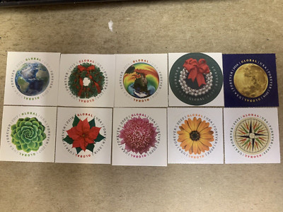 Global Forever International U.S. Feuille De 10 Timbres | Pour Lettres Internationales Jusqu'à 28,3 G | Couleur Variable (rouge, Rose, Vert)