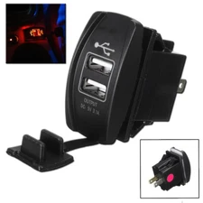 12-24V Dual USB Charger Socket LED Charging Adapter Panel Power Outlet Car Boat