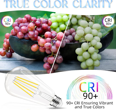 Edison Bulbs 60 Watt LED, E26 LED Bulb Non-Dimmable, 4000K Daylight White, ST...
