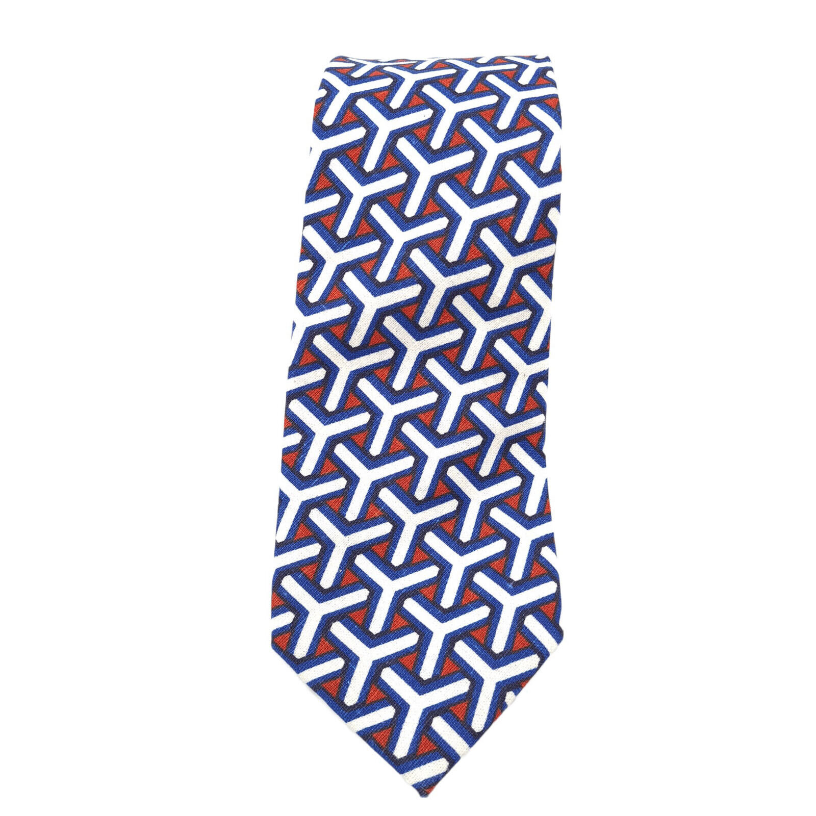 Suitsupply Lujo Corbata de Lazo Geométrico Algodón Lino Hecho en Italia Py4