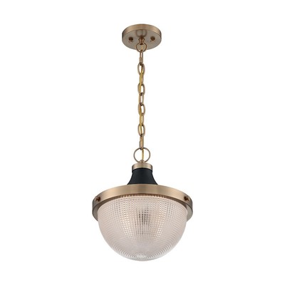 Nuvo Lighting Faro 1 Light 13'' Pendant, Prismatic/Brass/Black - 60-7060