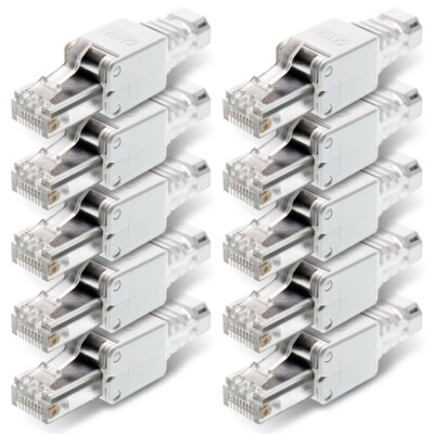 10x Netzwerkstecker CAT6A RJ45 Netzwerk Stecker Werkzeuglose Montage CAT7 CAT6 