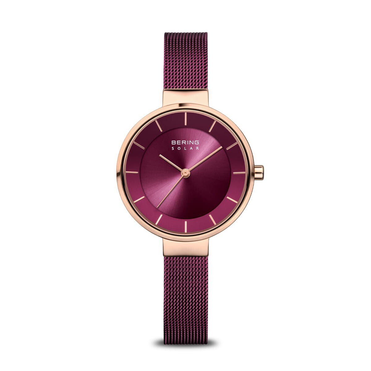 Women\'s Slim Solar Rose Gold Case Grey Mesh Watch 38mm Rose Gold Watch With Rose Gold Mesh Strap – August Berg main image 4