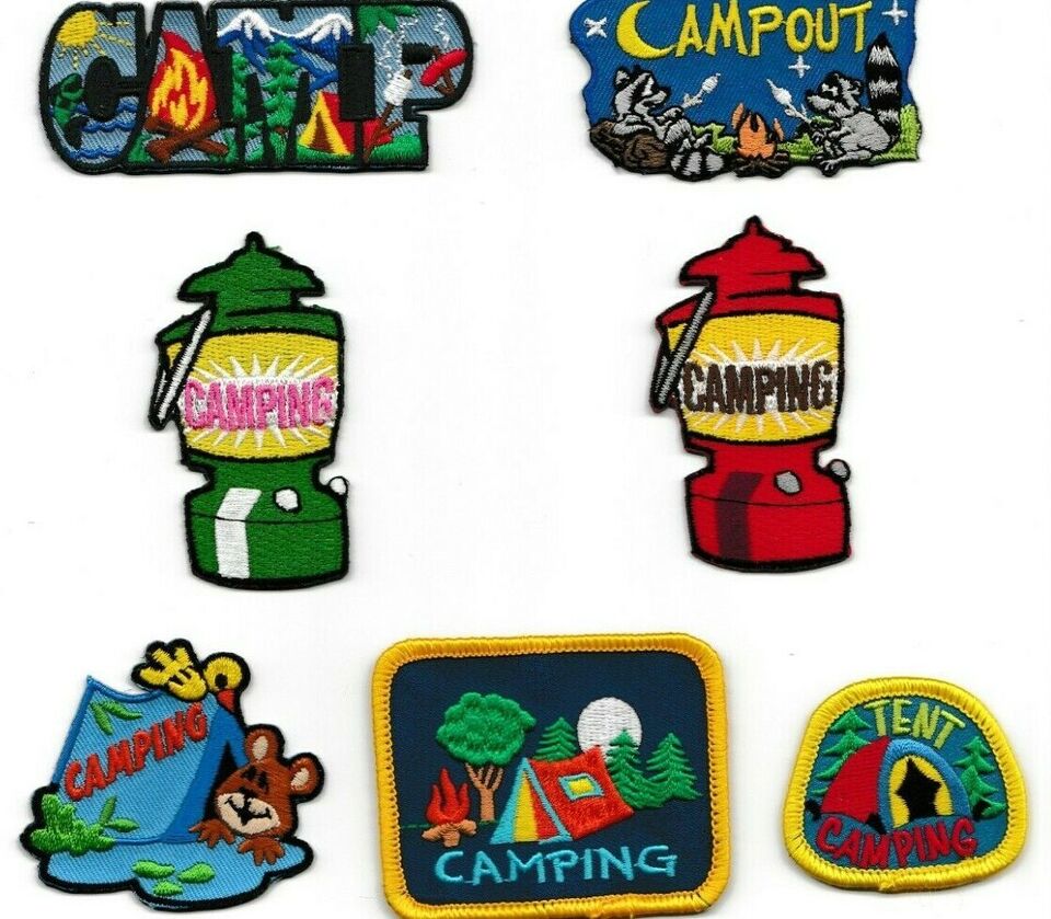 Girl/Boy Scout/Guides Patch/Crest/Badge   CAMP CAMPING CAMPOUT  (your choice)