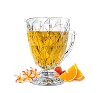 Wasserkrug Mit Henkel 1L Relief Glaskrug Glaskaraffe Karaffe Krug Saftkrug
