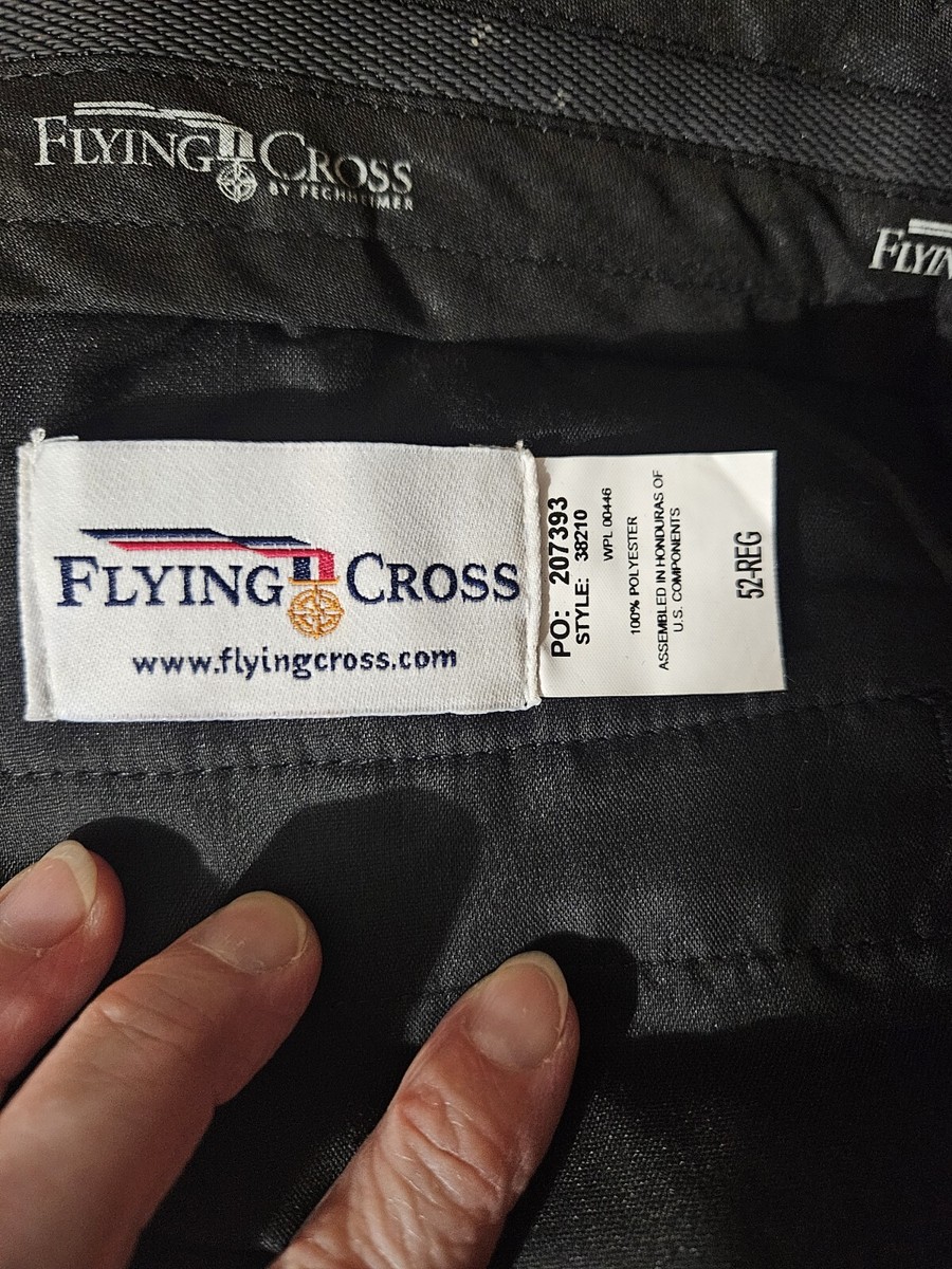 FLYING CROSS, MEN'S NEW BLACK POLY FLAT FRONT WORK PANTS, SIZE 52