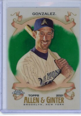 2021 Topps Allen and Ginter Chrome Green Refractor Luis Gonzalez #21 #d 9/99