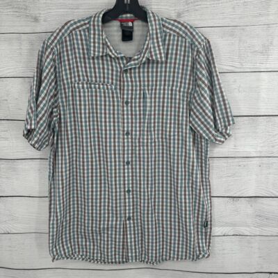 The North Face Men's Medium Plaid Short Sleeve Button-Up Shirt Outdoor Casual