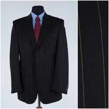 Mens Dark Brown Blazer 40R UK Size ZIGNONE Striped Wool Sport Coat Jacket