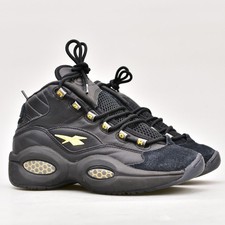 REEBOK KIDS YOUTH 7 QUESTION BASKETBALL SNEAKERS MID BLACK GOLD IVERSON ID9293