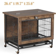 Dog Crate Furniture with 2 Doors, Small Dog Crates with Wheels