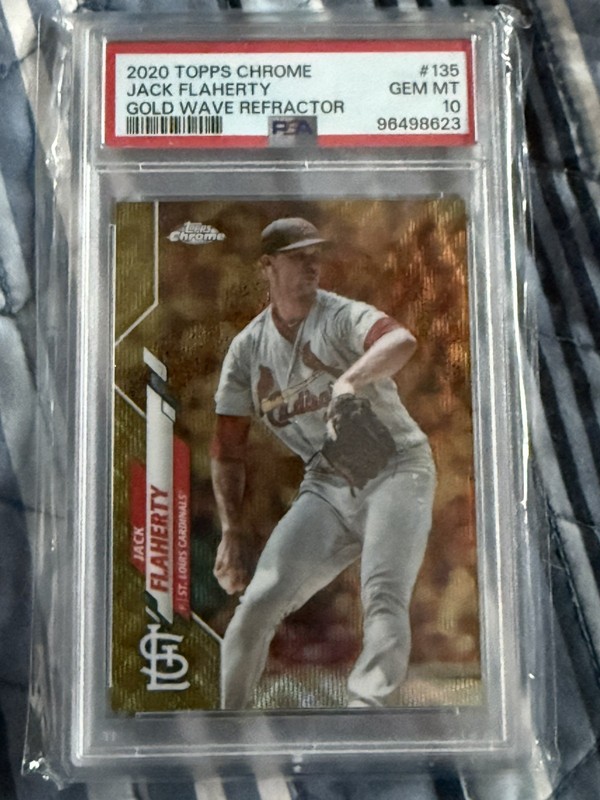 #135 gold wave refractor JACK FLAHERTY  2020 TOPPS CHROME   PSA 10 08/50