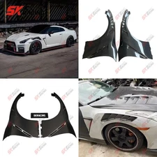 For 09-16 17-24 Nissan GT-R Dry Glossy/Matte Carbon Front Side Fender Cover Trim