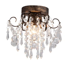 Small Crystal Ceiling Light Fixture Flush Mount,Black Ceiling Lights Modern C...