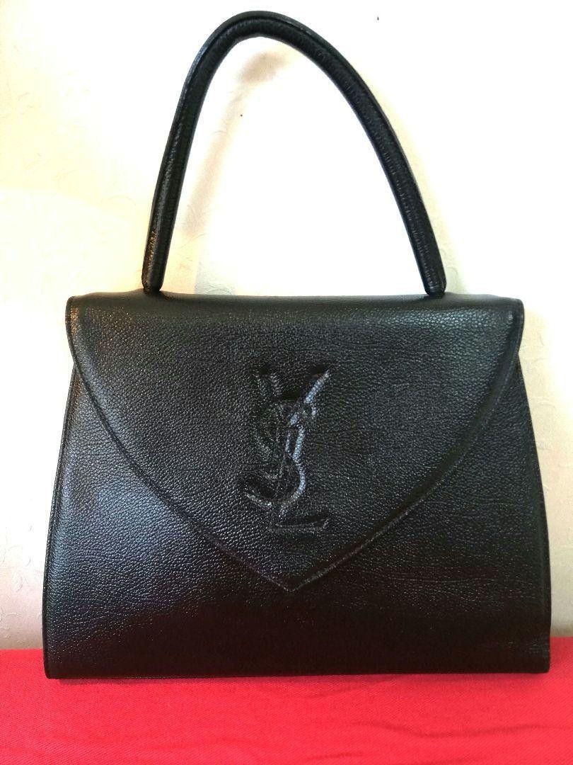 Borsa a mano SAINT LAURENT pelle granulata nera punto oro Cassandra dal Giappone