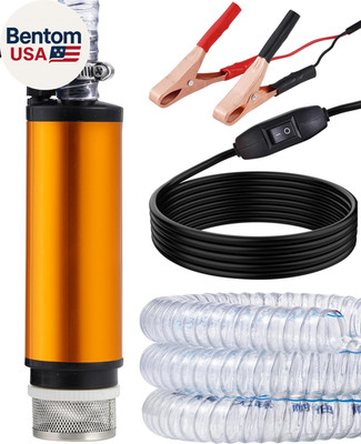12V 80W Submersible Water Transfer Pump W/Hose, 5.3 GPM High Flow Diesel Water P