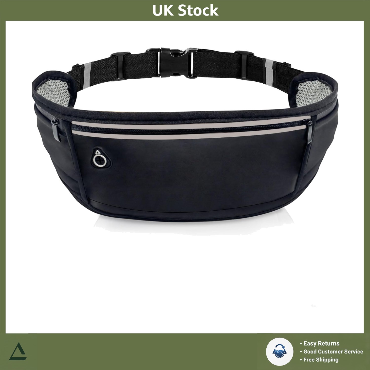 Versatile Triple Pocket Running Belt Reflective Waist Bag Fits 7.2in Phones