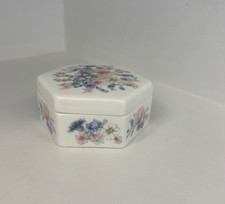 WEDGWOOD - "ANGELA" - BONE CHINA - HEXAGONAL -  PIN/TRINKET DISH WITH LID