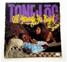 Tone-Loc Signed All Through The Night Album Cover LP ACOA