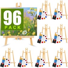 96 PCS Painting Supplies Set with Easels, 8 PCS Wood Easels, 8 Packs of 80 Br...