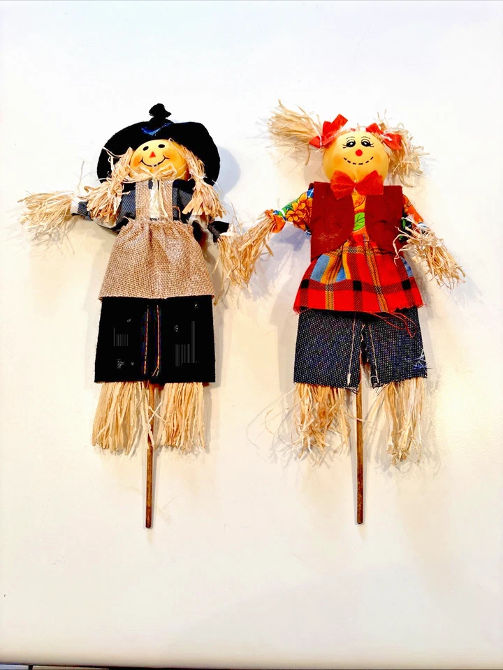 Vacaciones de Acción de Gracias (2) Espantapájaros Exterior/Interior 13" H X 7.5" ¡Con Buen Estado! Foto 2 de 3