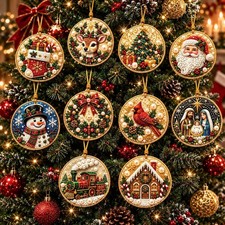 Christmas Diamond Painting Kit 10 PCS Pearl Art Acrylic Hanging Ornaments