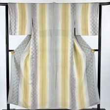 JAPANESE KIMONO FINE PATTERN GRAY 152.5cm 5 ft 0 in PURE SILK B1480