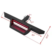 2'' Receiver Trailer Tow Hitch Step Bar W/ LED Brake Light Tailgate Bumper Guard