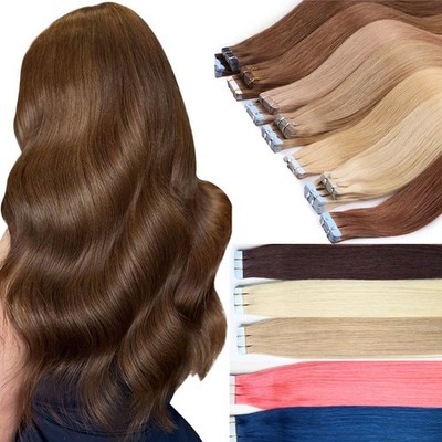 40 Stück Tape in Extensions 100% Remy Echthaar Haarverlängerung Highlight Glatt