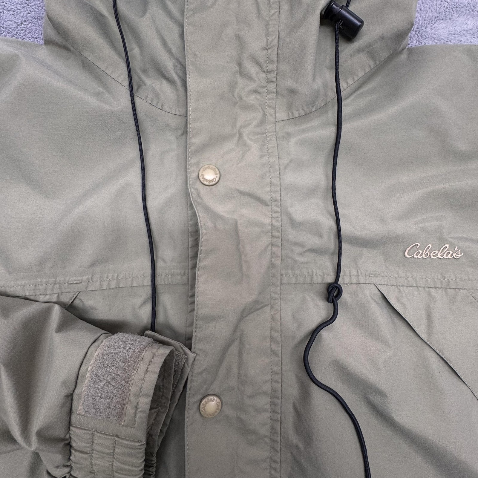 Cabela's Jacket Mens Large Tall Green Hooded Parka Rain Shell Outdoor