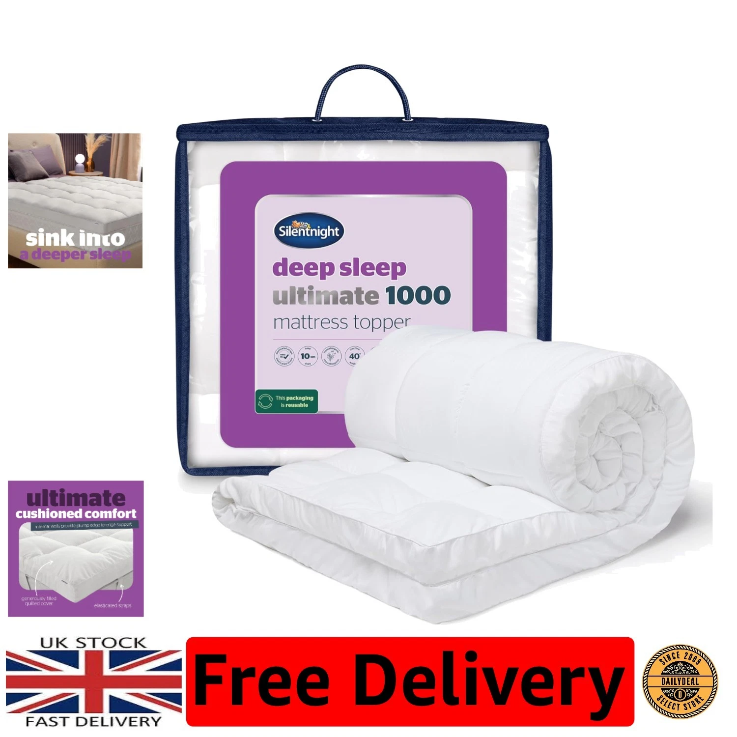 Ultimate Deep Sleep 10cm Mattress Topper - Double Bed Hypoallergenic Luxury Pad