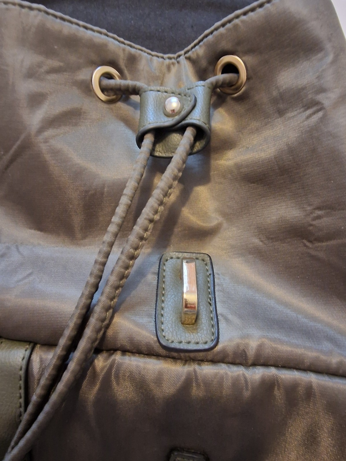 River Island Khaki Large Back Pack Used Loads Of Space Excellent Condition image 10