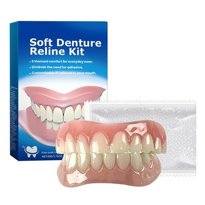 Denture Silicone Kit, 1 Set Upper and Lower Veneers Teeth for Women Men