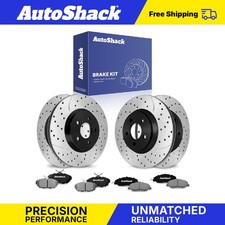 Front Rear Drilled Slotted Brake Rotors Ceramic Pads For 2011-2014 Ford Mustang