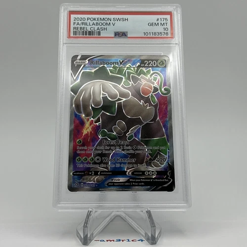 PSA 10 GEM MINT Rillaboom V SV105/SV122 Shining Fates Shiny Vault Holo Pokémon