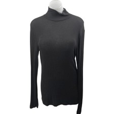 Aritzia Wilfred Women's Black Rib Knit Turleneck Long Sleeve Sweater Top Size L