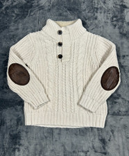 Baby Gap Fisherman Sweater Boys Toddler 4 Beige Cable Chunky Knit Sherpa Collar