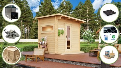Saunahaus Gartensauna Sauna RAUMA 2 258x228cm 40mm +SPARSET MIT OFEN / AM LAGER+