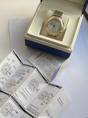 MEN WRIST Watch QUARTZ DELBANA CHRONOGRAPH SWISS ALL STEEL SAPHIRE NEW NOS ETA