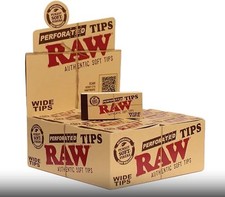 Raw UNREFINED Perforated Wide Tips Rolling Paper Full Box 50 Pack