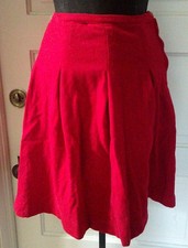 60's CAROL BRENT Red Pleated Side Closure WOOL Skirt S LAST TIME