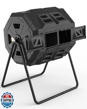 2021 Upgraded Tumbling Composter with Compost Thermometer - Dual 