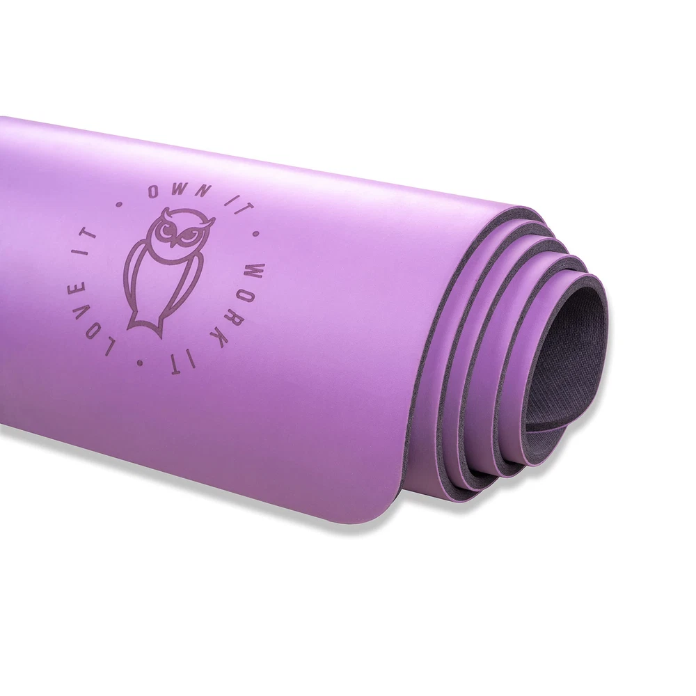 Extra Thick 6mm Yoga Mat for Exercise and Pilates in Purple Elephant-Natur Design