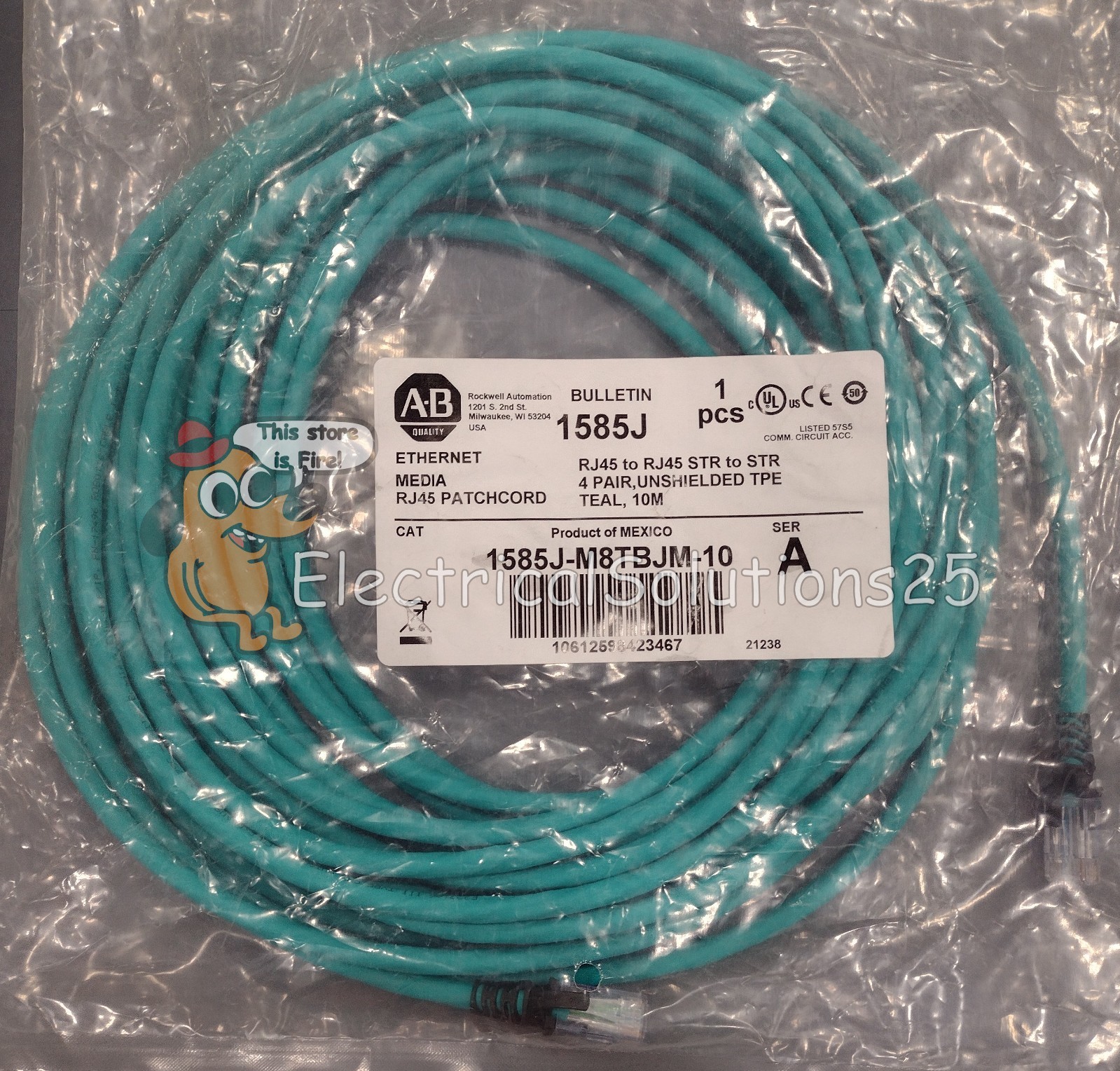 New Allen-Bradley 1585J-M8TBJM-10 10m Cat5e RJ45 Ethernet Cable - Free Shipping