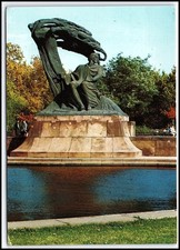 Chopin Monument Warsaw Poland Vintage Postcard 1973 W. Szymanowski Sculp... K046