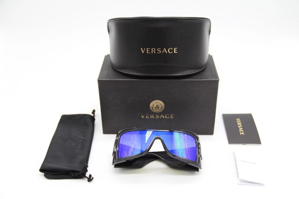 Очки солнцезащитные VERSACE VE4451 GB1/55 черная оправа синие вспышки зеркальные линзы - Изображение 4 из 4