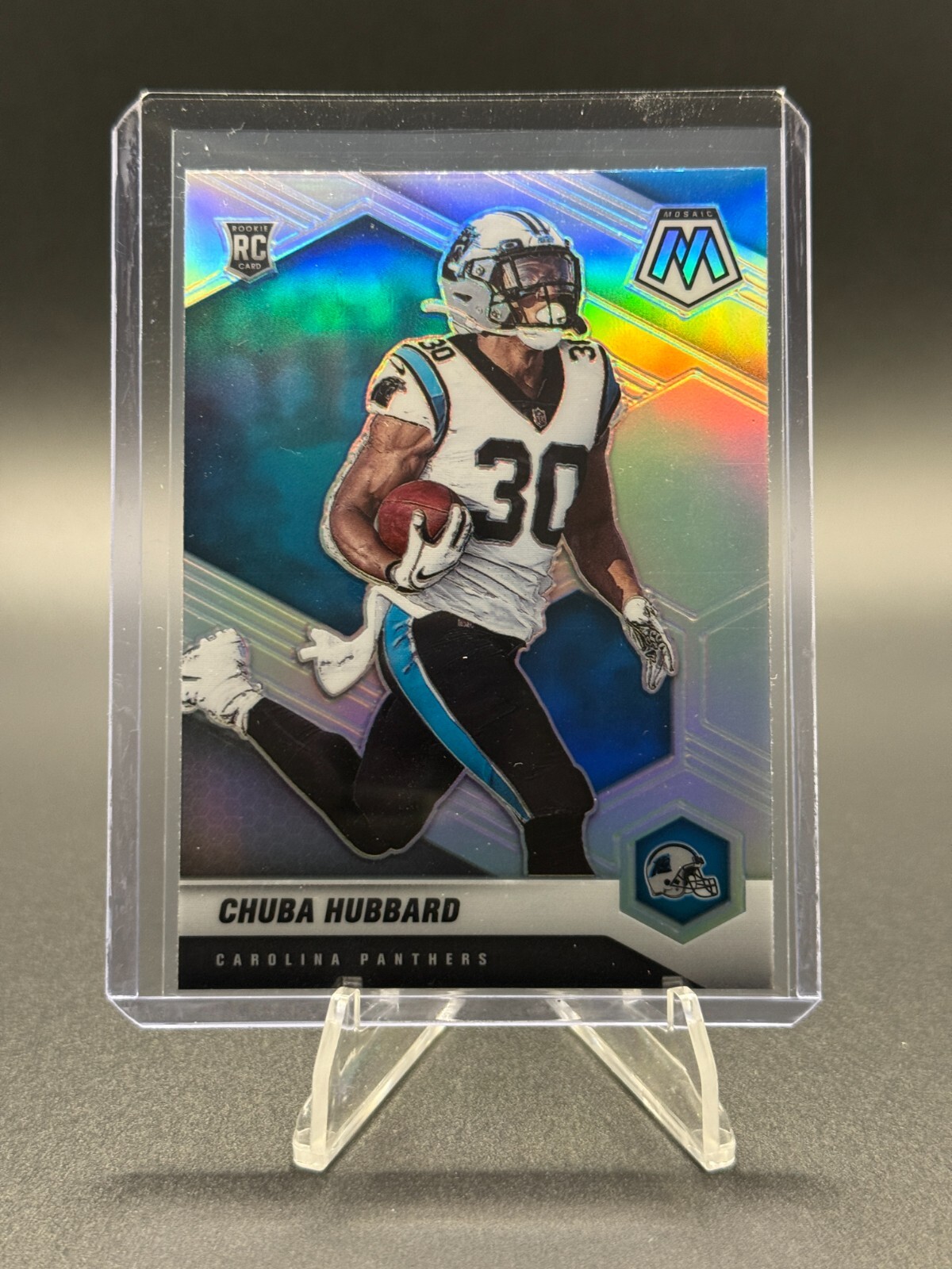 Chuba Hubbard 2021 Panini Mosaic Silver Prizm Variation RC #325-V