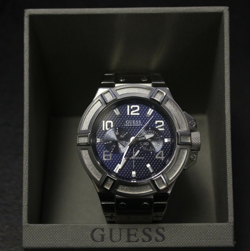 Guess Watch Men 100m/330ft Day Date Multi Fonction Blue Dial Guess Watch Men 100m/330ft Day Date Multi Fonction Blue Dial